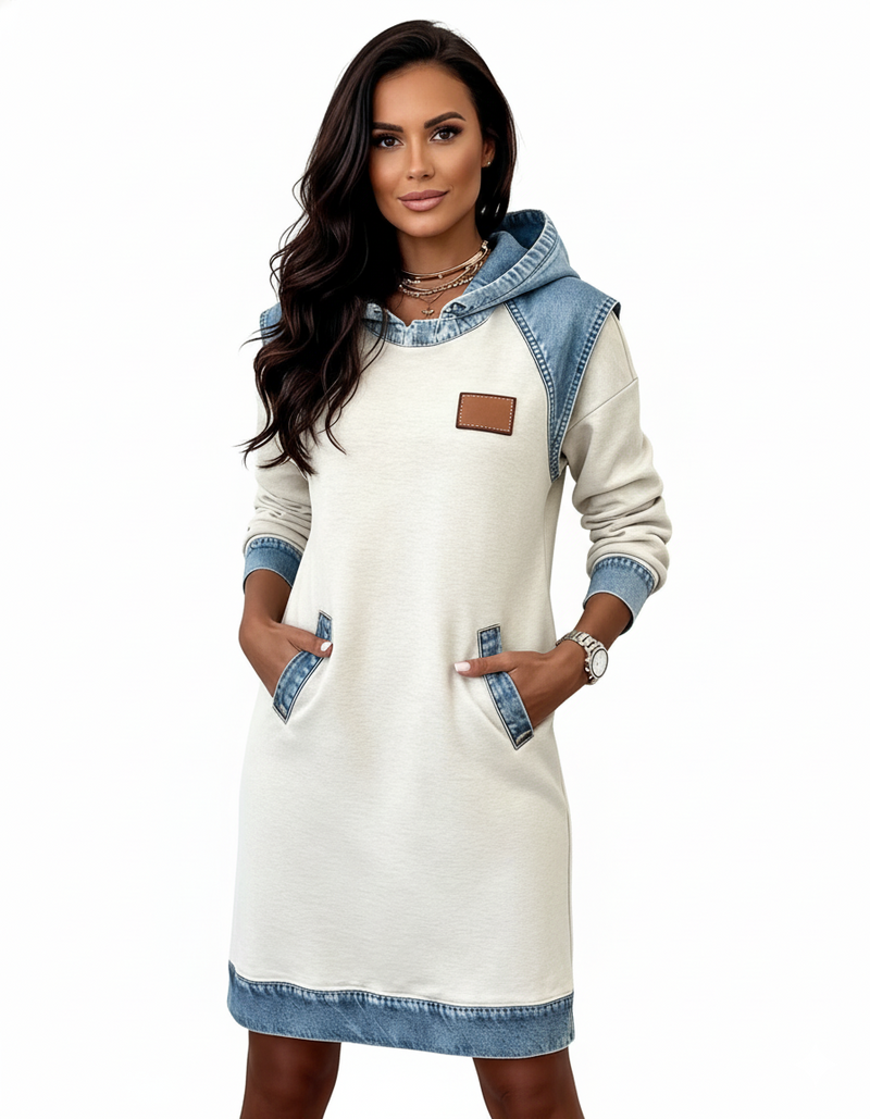 Paula | Rochie casual cu detalii denim